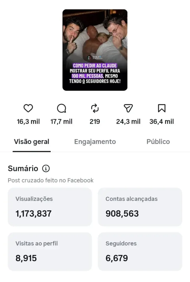 Resultados reais do Instagram — painel 1